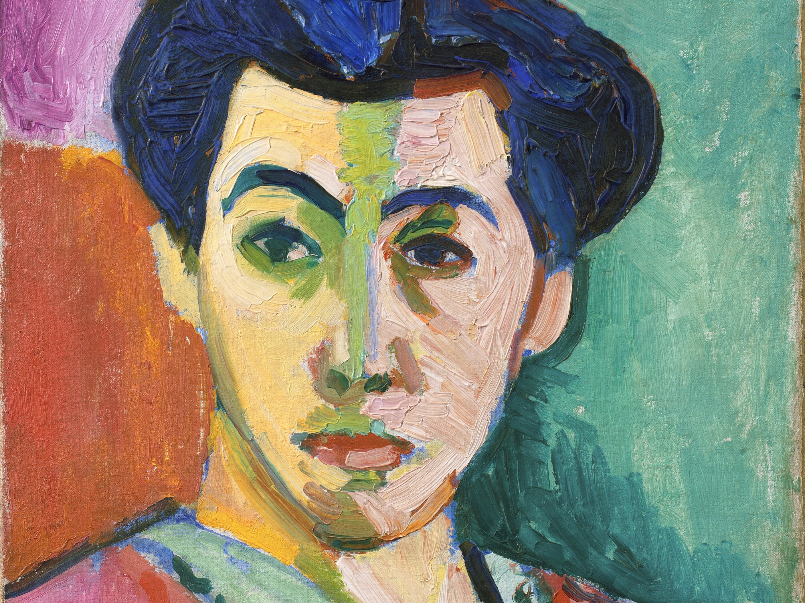 Henri Matisse, Portrait of Madame Matisse: the artist’s wife painted in bold colour, a green stripe down her face